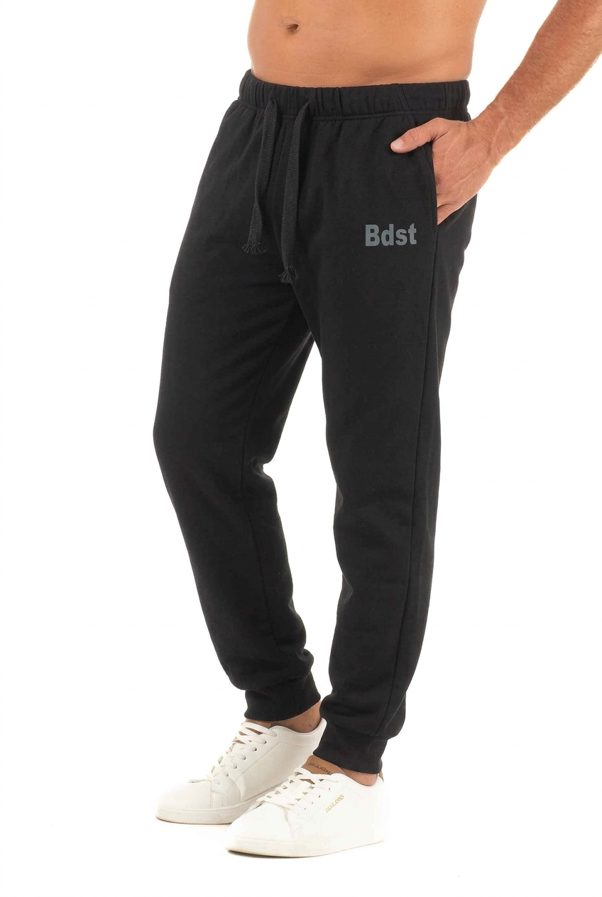 Ανδρικό παντελόνι λεπτή φόρμα με λάστιχο (Μαύρο)