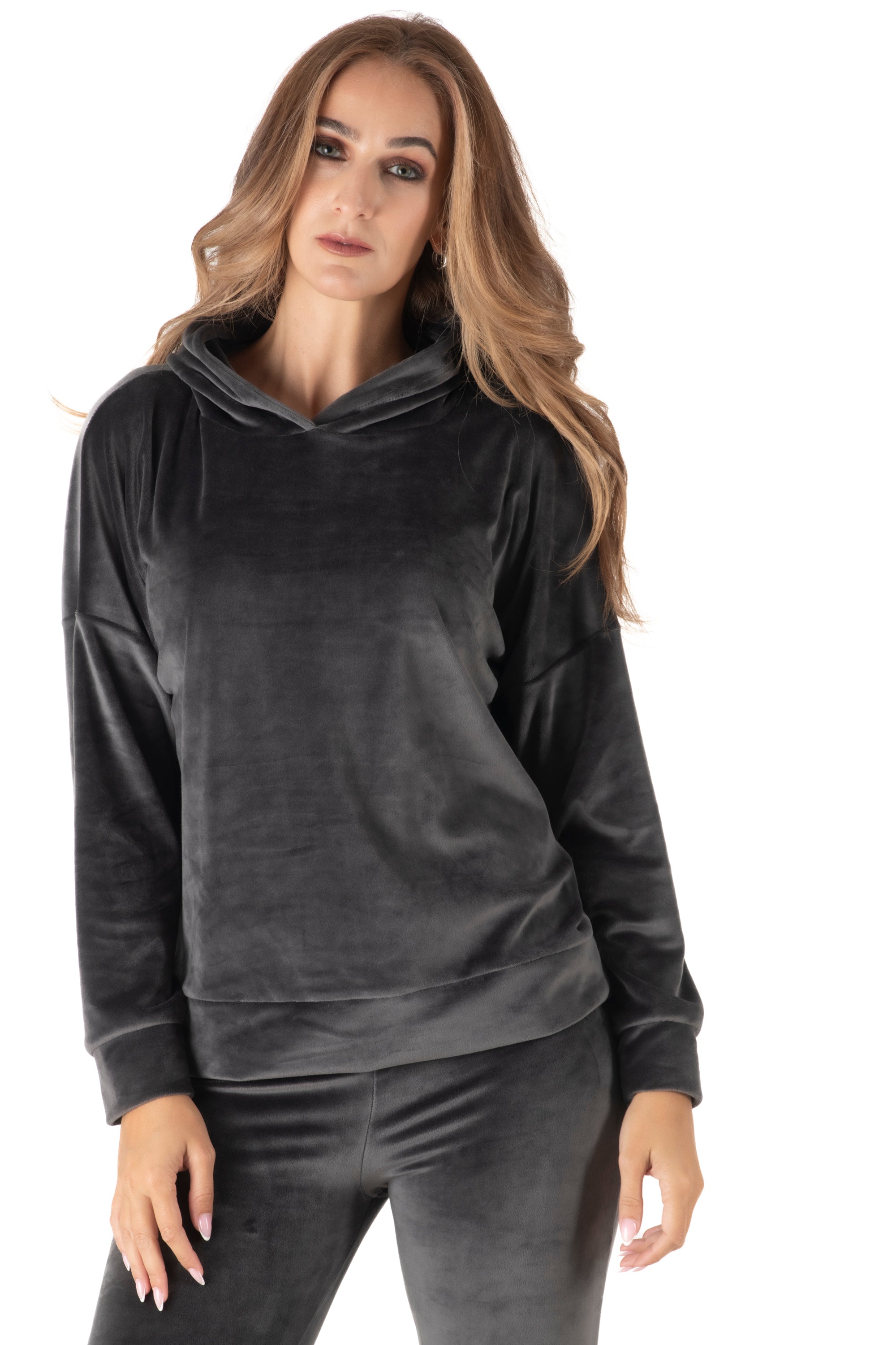 Γυναικεία μπλούζα βελουτέ (Μολυβί)