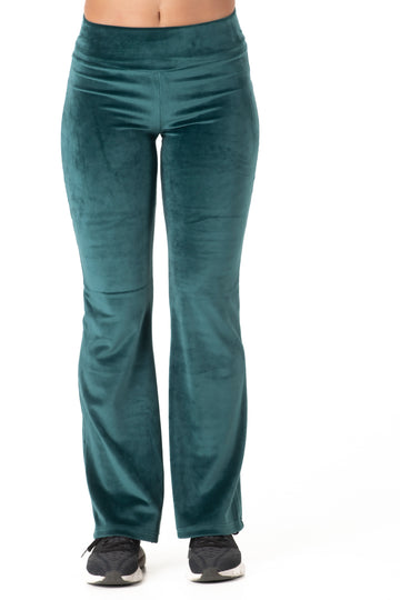 Γυναικείο παντελόνι καμπάνα βελούδο ελαστικό (Κυπαρισσί