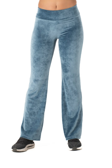 Γυναικείο παντελόνι καμπάνα βελούδο ελαστικό (Σιέλ)