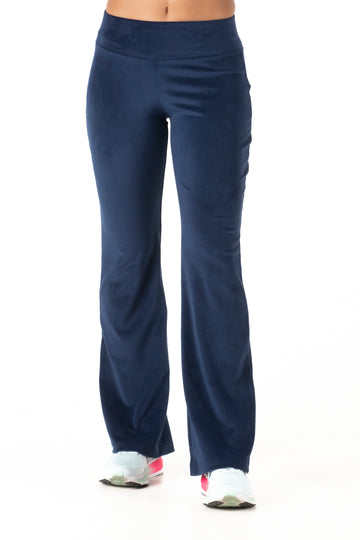 Γυναικείο παντελόνι καμπάνα βελούδο ελαστικό (Μπλε σκούρο)