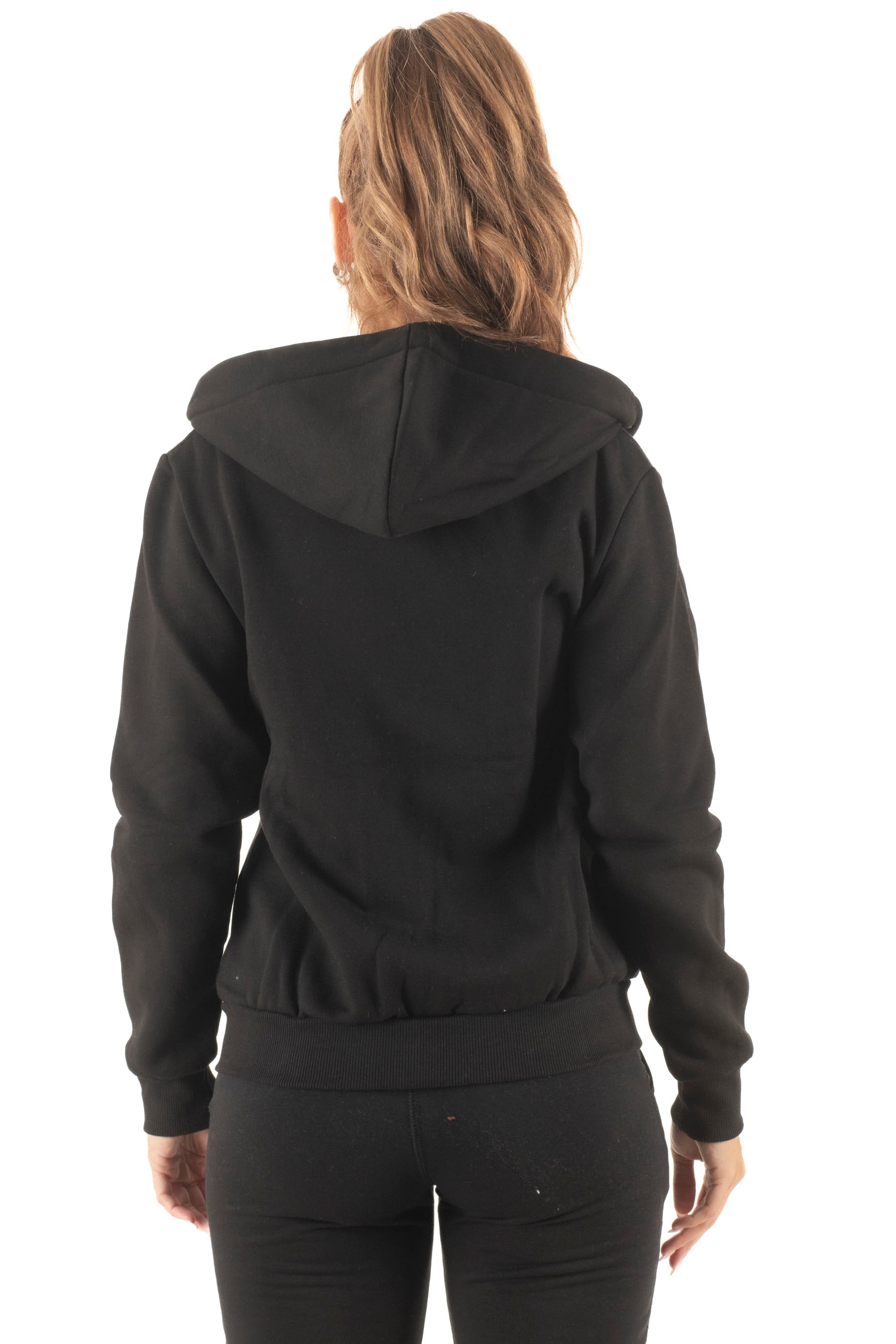 Γυναικεία ζακέτα με κουκούλα φούτερ (Μαύρο)