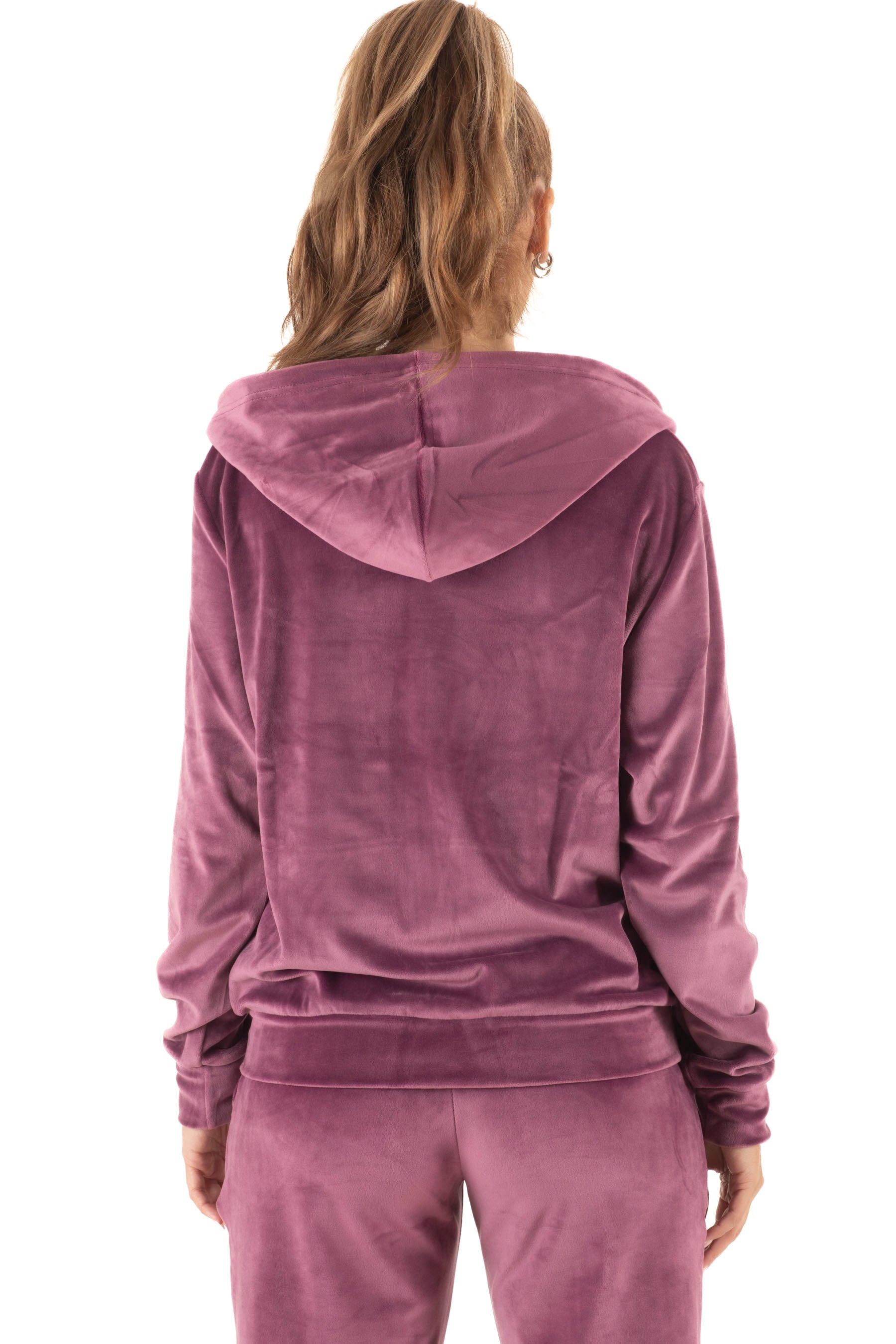 Γυναικεία ζακέτα βελουτέ με κουκούλα