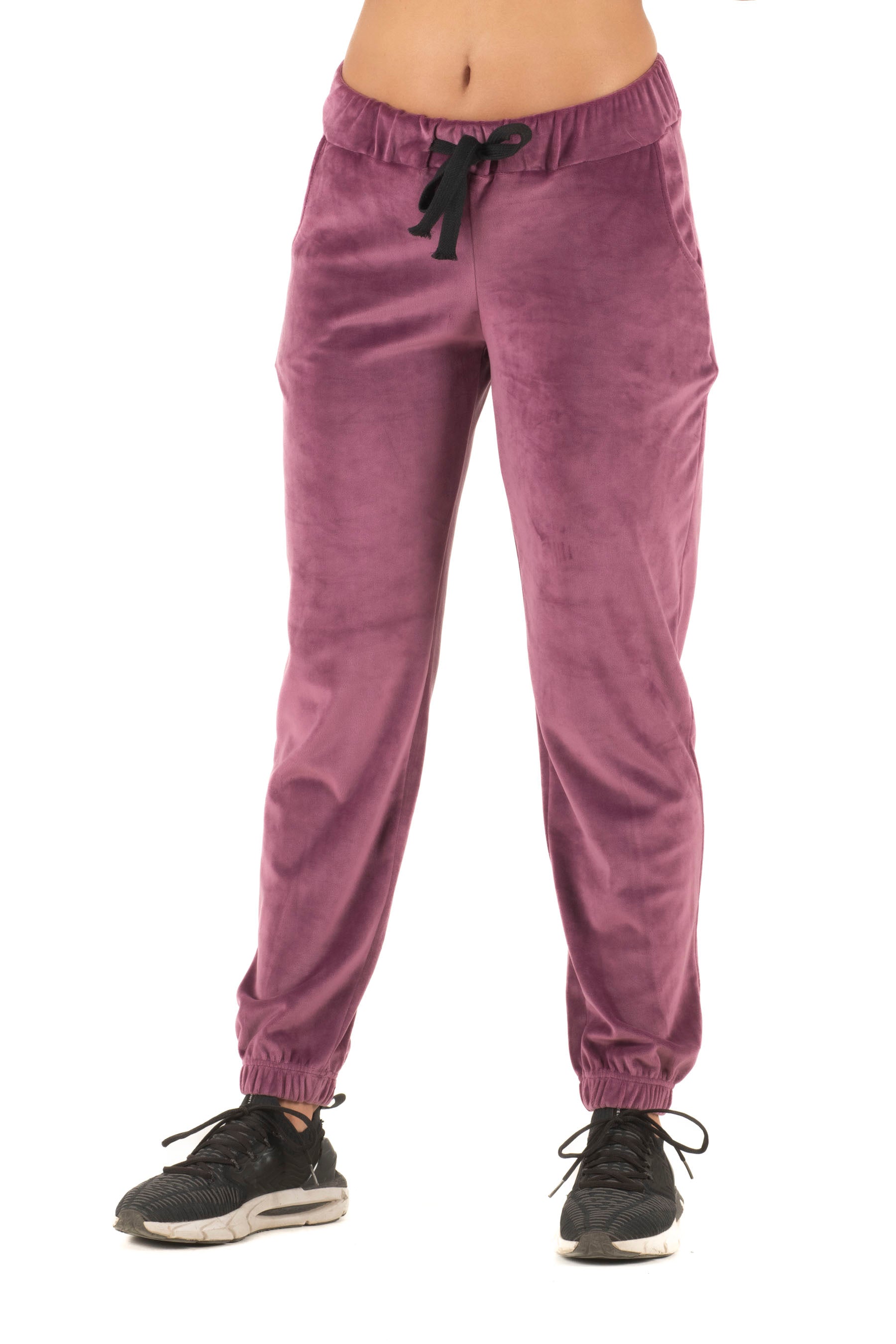 Γυναικείο παντελόνι βελούδο με λάστιχο (Ματζέντα)