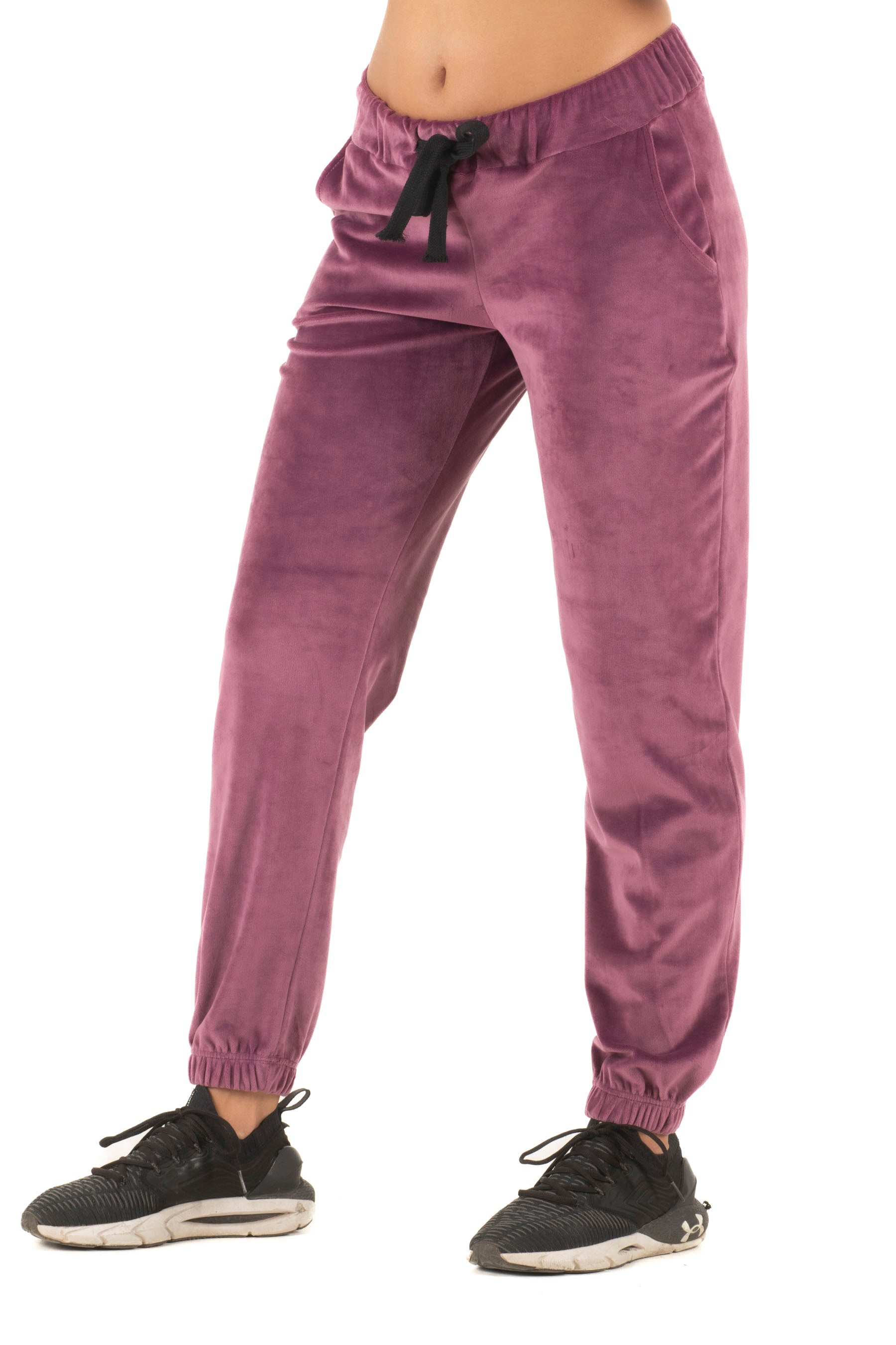 Γυναικείο παντελόνι βελούδο με λάστιχο (Ματζέντα)