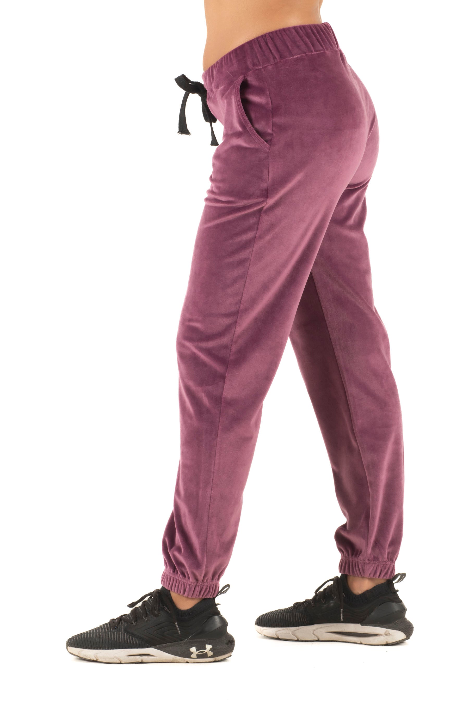 Γυναικείο παντελόνι βελούδο με λάστιχο (Ματζέντα)