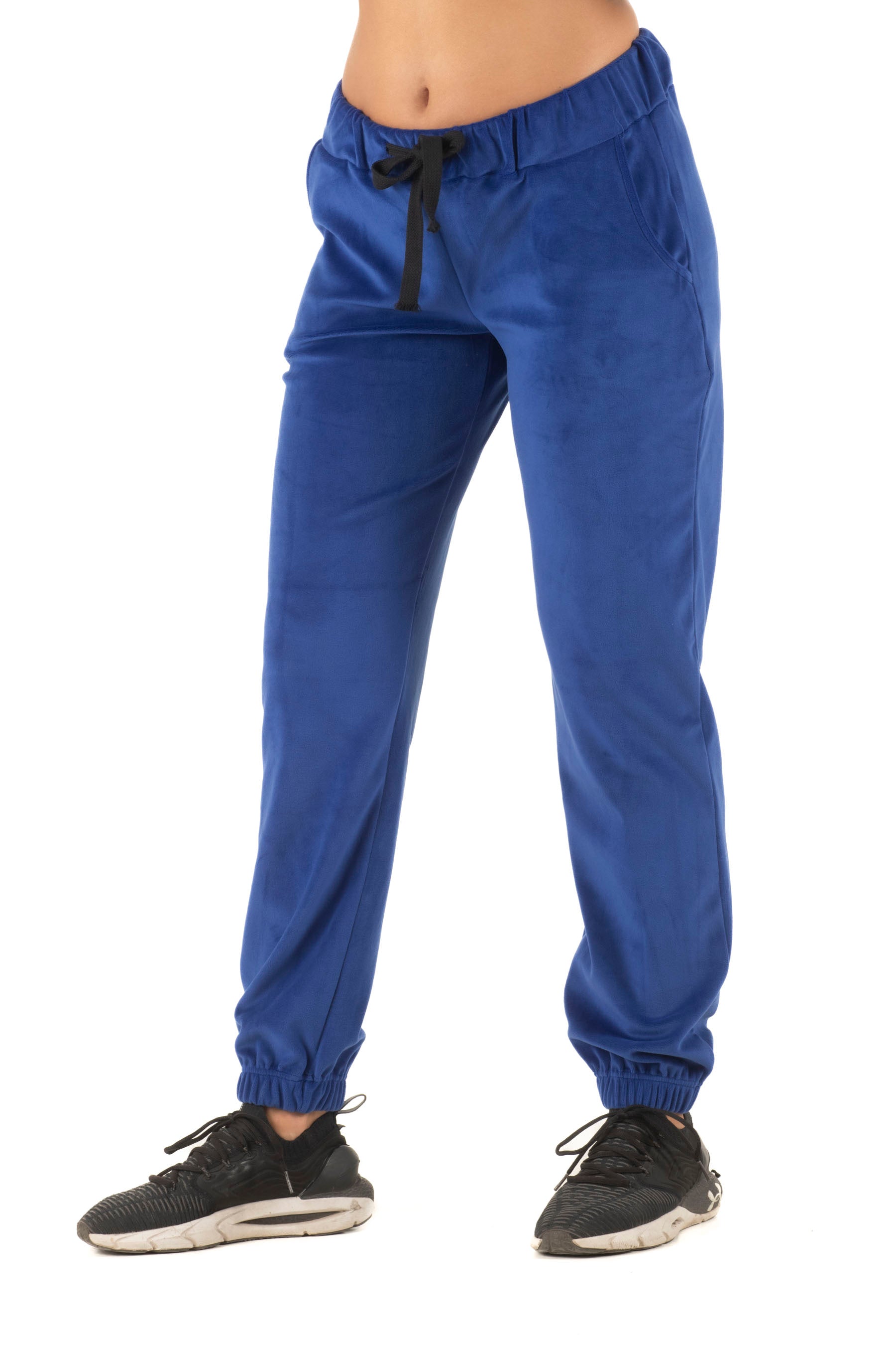 Γυναικείο παντελόνι βελούδο με λάστιχο (Μπλε ρουά)