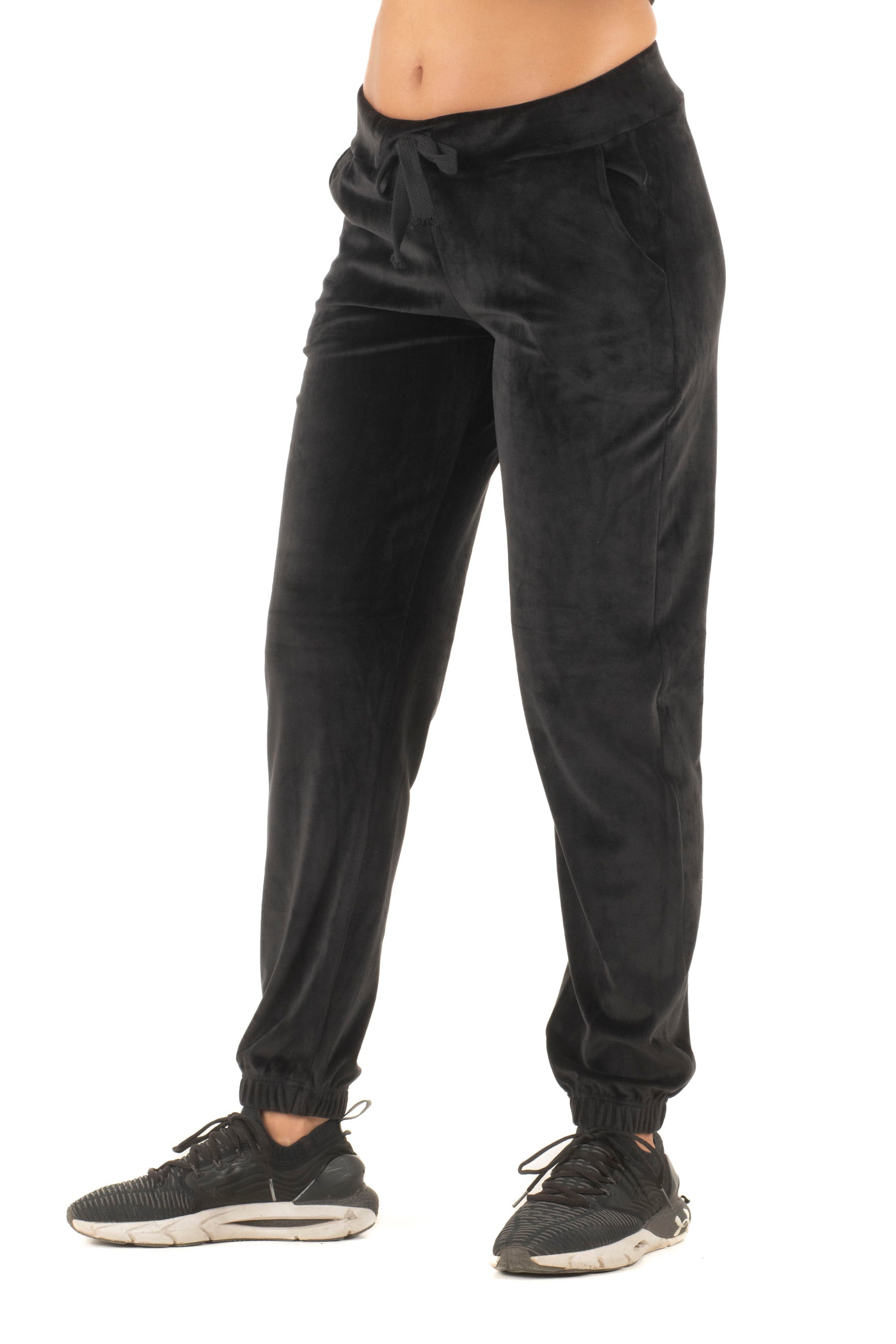 Γυναικείο παντελόνι βελούδο με λάστιχο (Μαύρο)