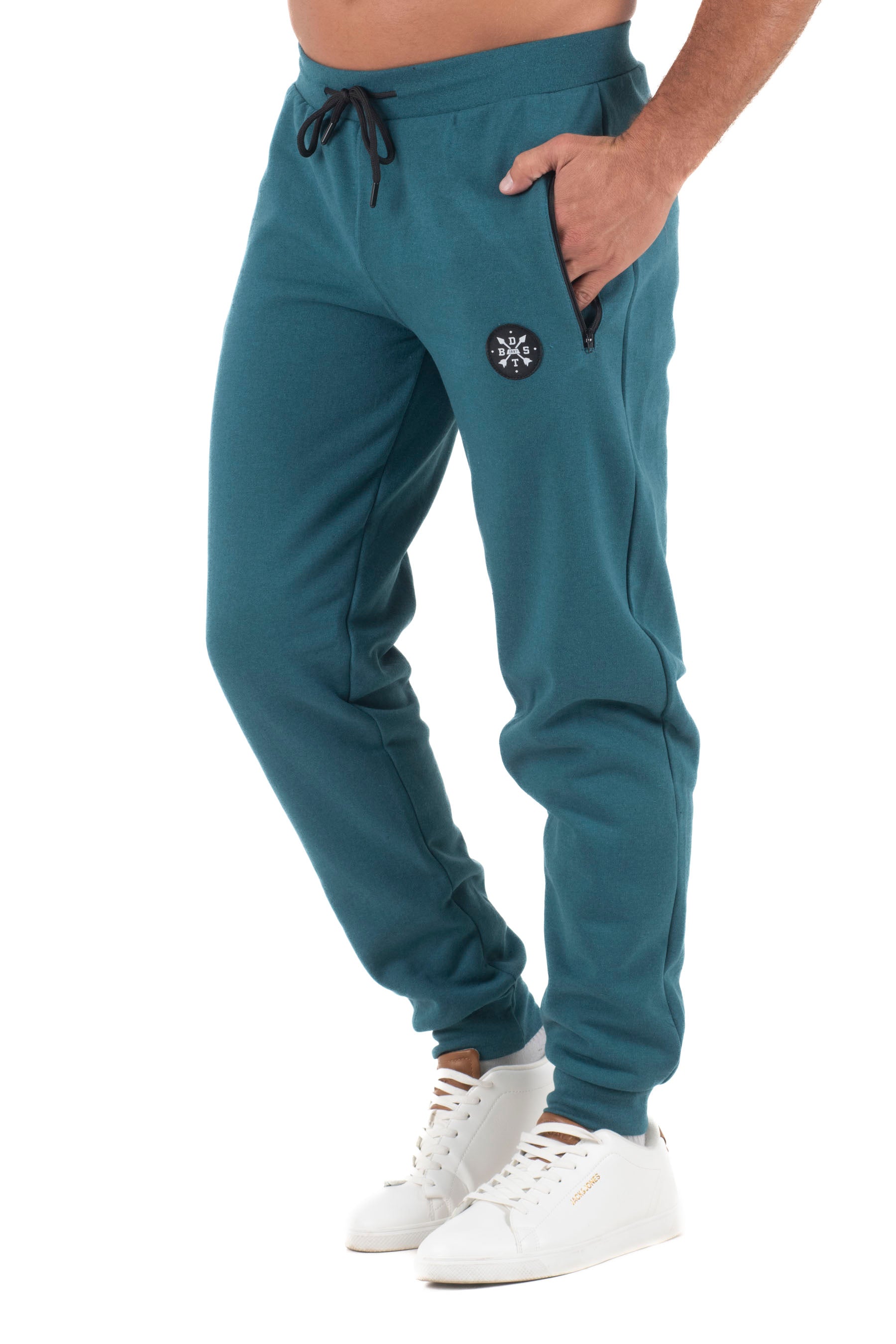 Ανδρικό παντελόνι λάστιχο με φερμουάρ (Πετρόλ)