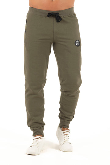 Ανδρικό παντελόνι λάστιχο με φερμουάρ (Χακί)