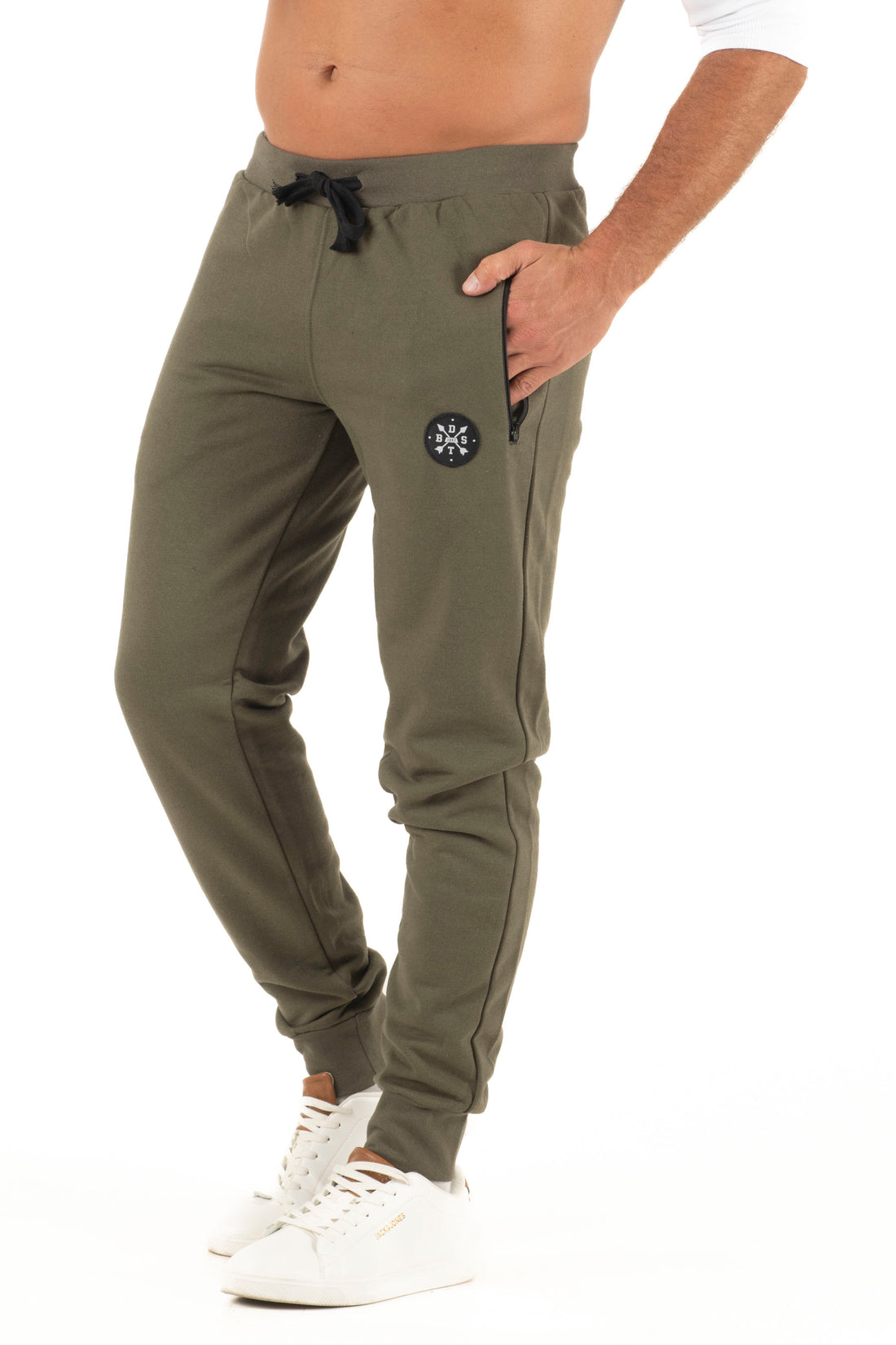 Ανδρικό παντελόνι λάστιχο με φερμουάρ (Χακί)