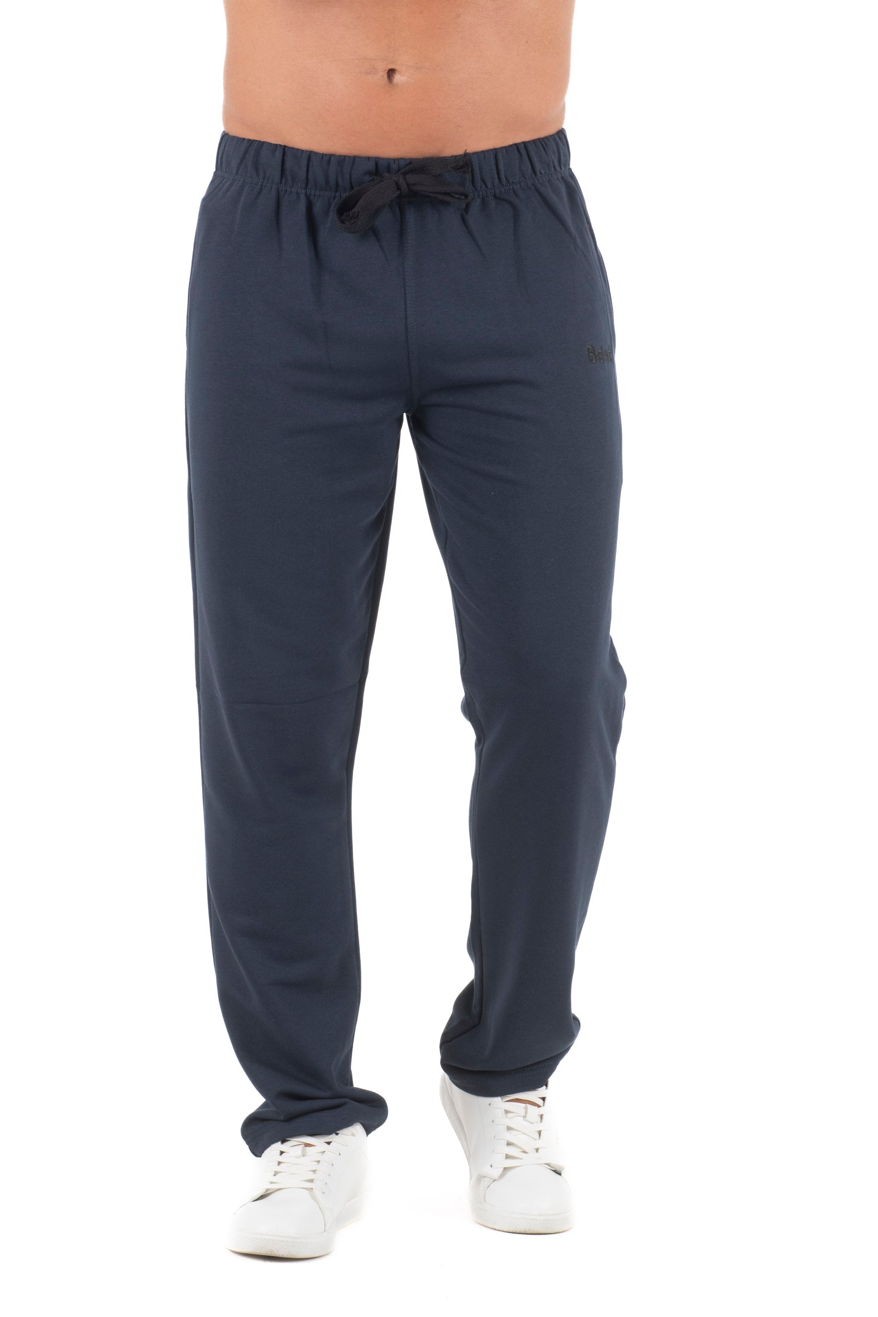 Ανδρικό παντελόνι φόρμας ίσιο τρίκλωνο χωρίς χνούδι (Μπλε)