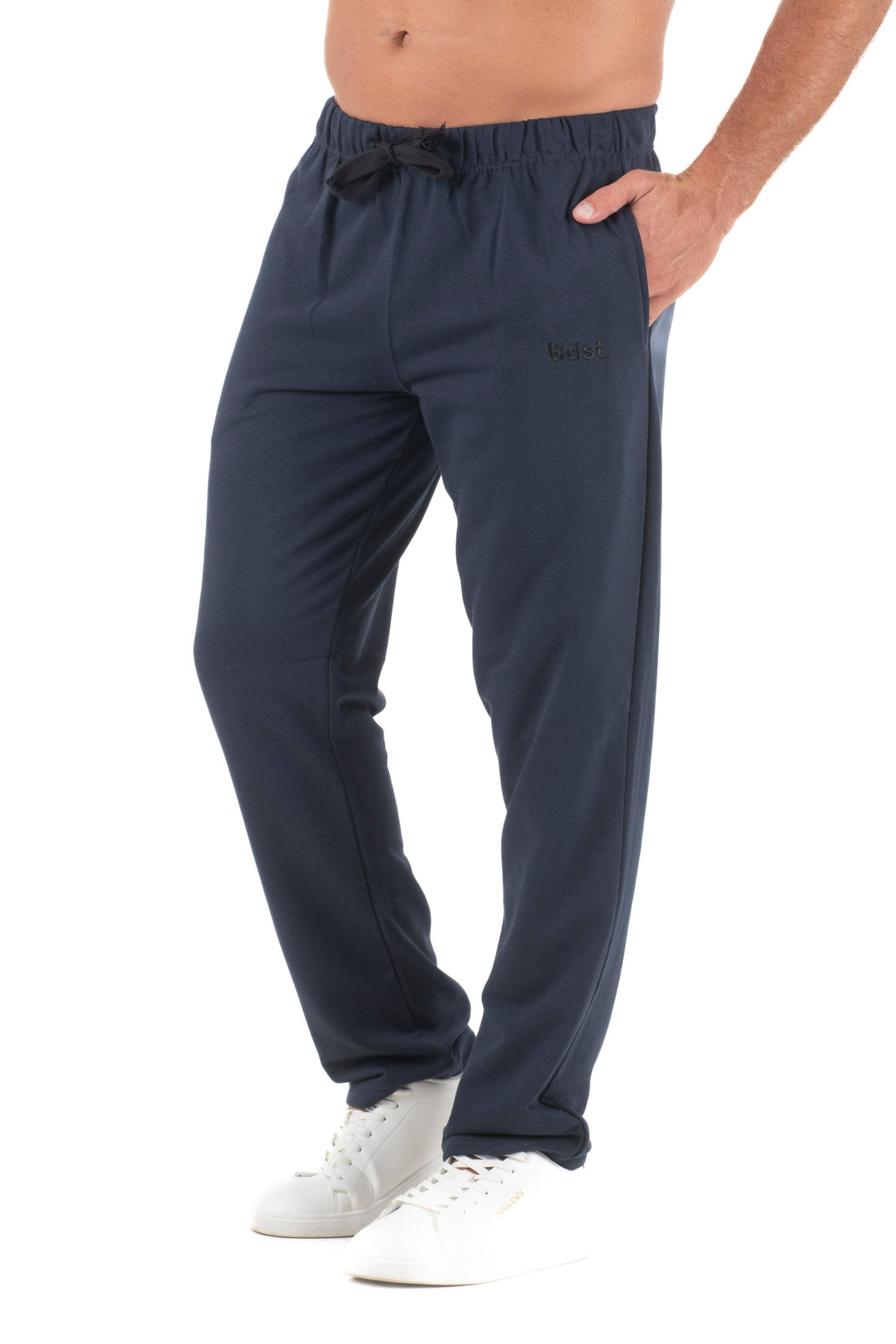 Ανδρικό παντελόνι φόρμας ίσιο τρίκλωνο χωρίς χνούδι (Μπλε)