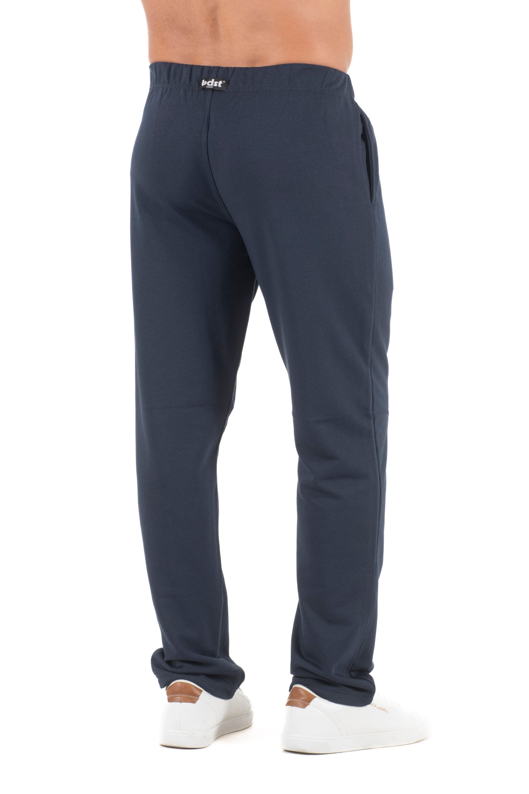 Ανδρικό παντελόνι φόρμας ίσιο τρίκλωνο χωρίς χνούδι (Μπλε)