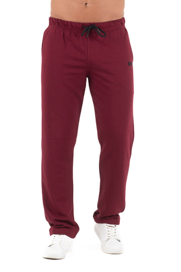 Ανδρικό παντελόνι φόρμας ίσιο τρίκλωνο χωρίς χνούδι (Μπορντό)
