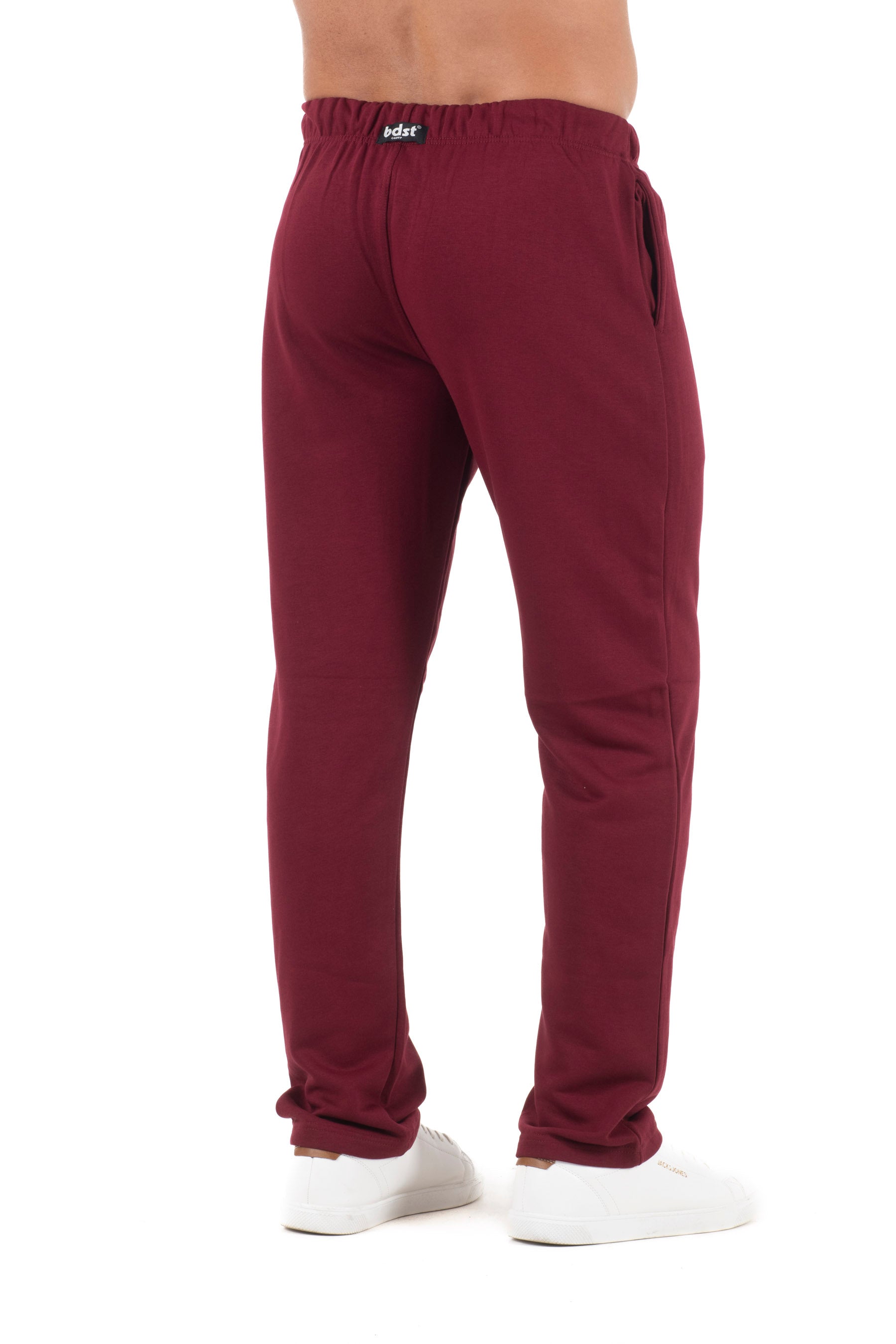 Ανδρικό παντελόνι φόρμας ίσιο τρίκλωνο χωρίς χνούδι (Μπορντό)