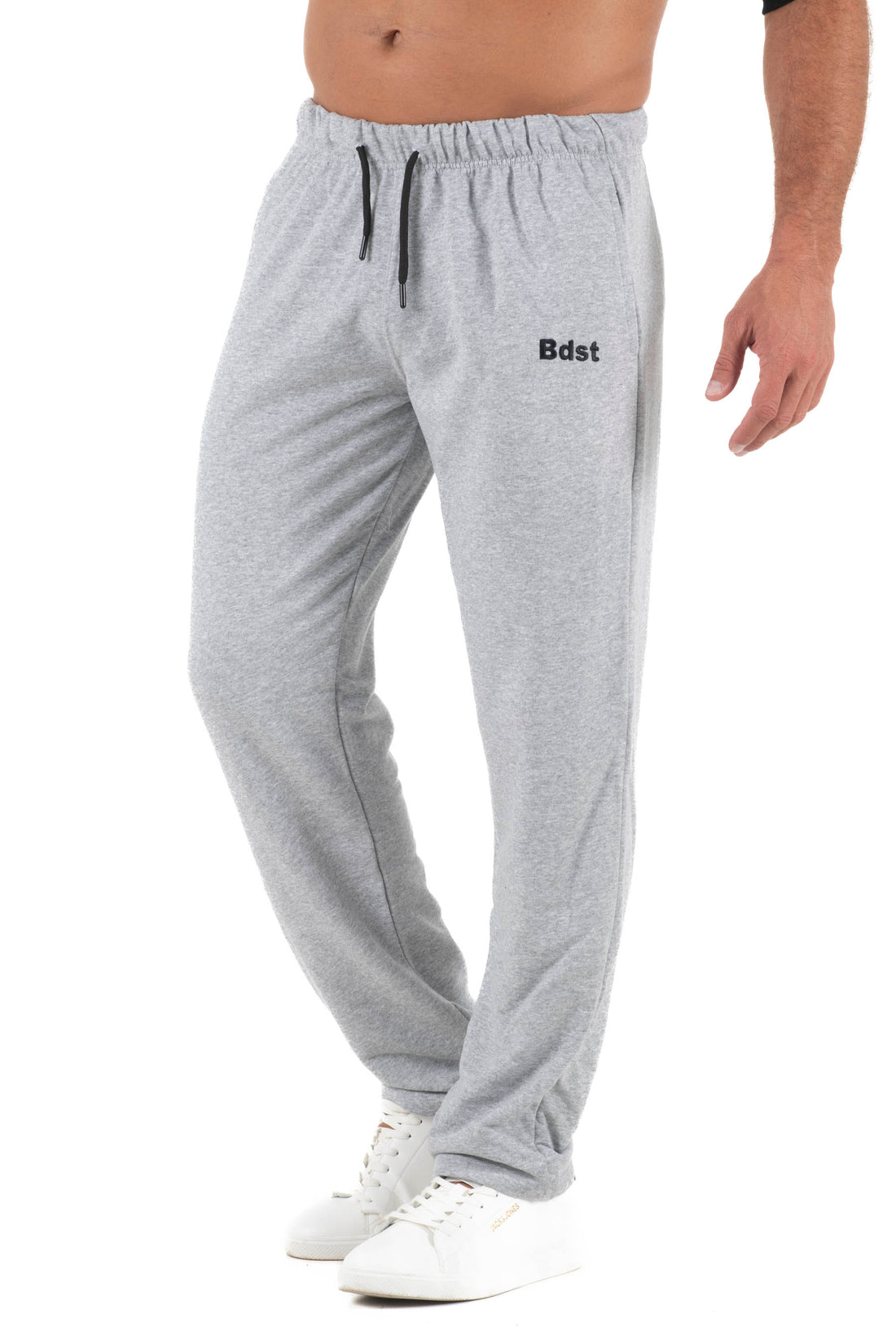 Ανδρικό παντελόνι φόρμας ίσιο τρίκλωνο χωρίς χνούδι (Γκρι)