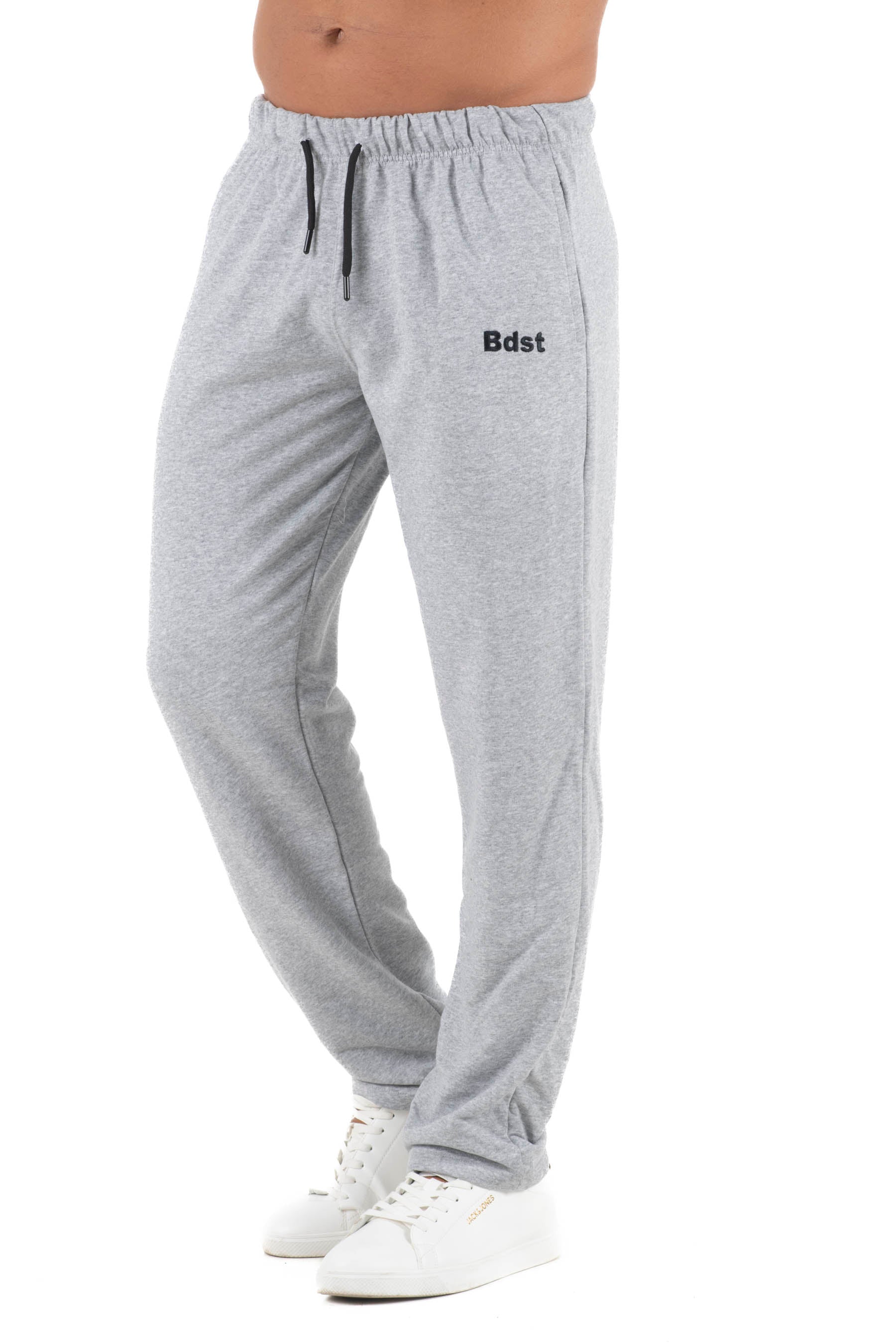 Ανδρικό παντελόνι φόρμας ίσιο τρίκλωνο χωρίς χνούδι (Γκρι)