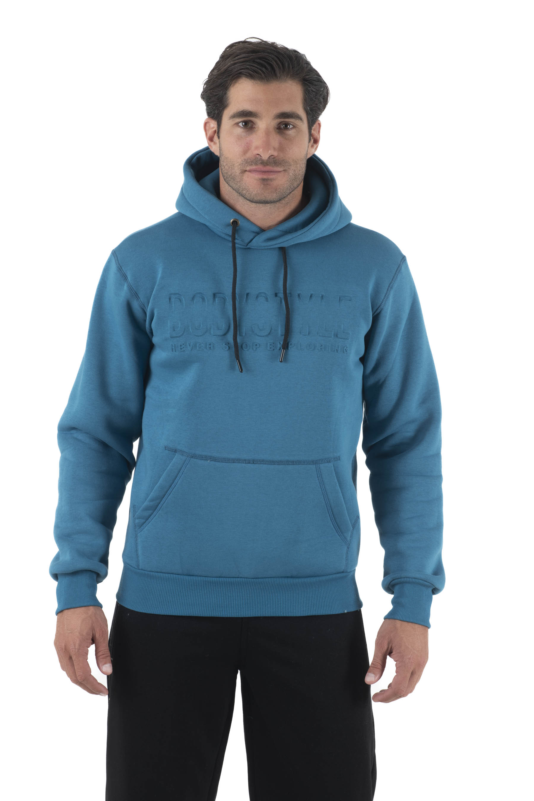 Ανδρική μπλούζα φούτερ με κουκούλα με στάμπα 3D (Πετρόλ)