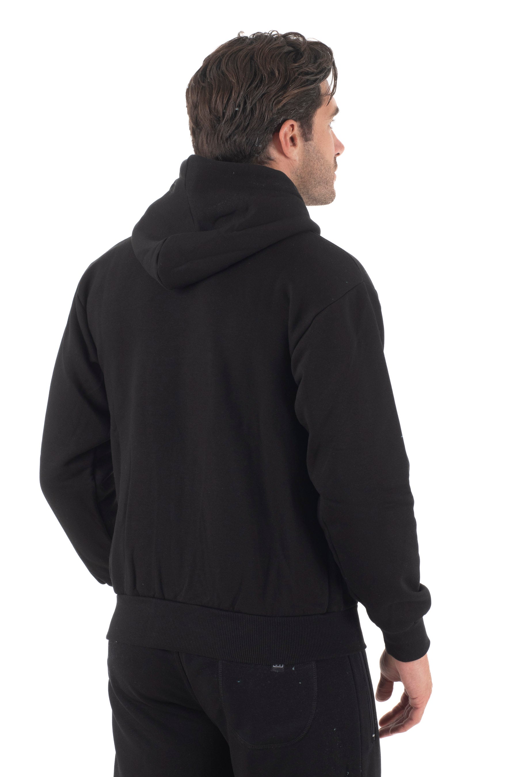 Ανδρική ζακέτα φούτερ με κουκούλα τρίκλωνη (Μαύρο)