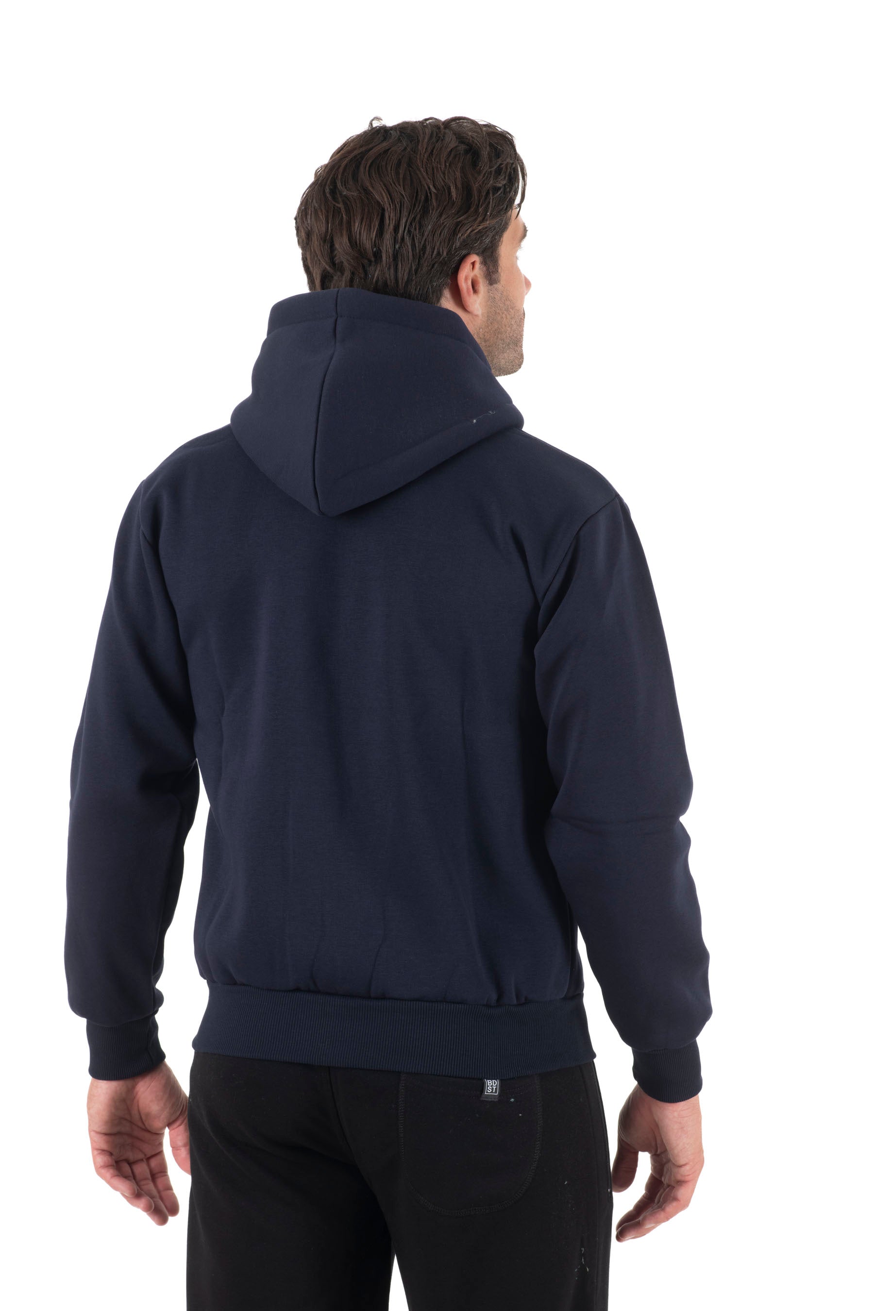 Ανδρική ζακέτα φούτερ με κουκούλα τρίκλωνη (Σκούρο μπλε)