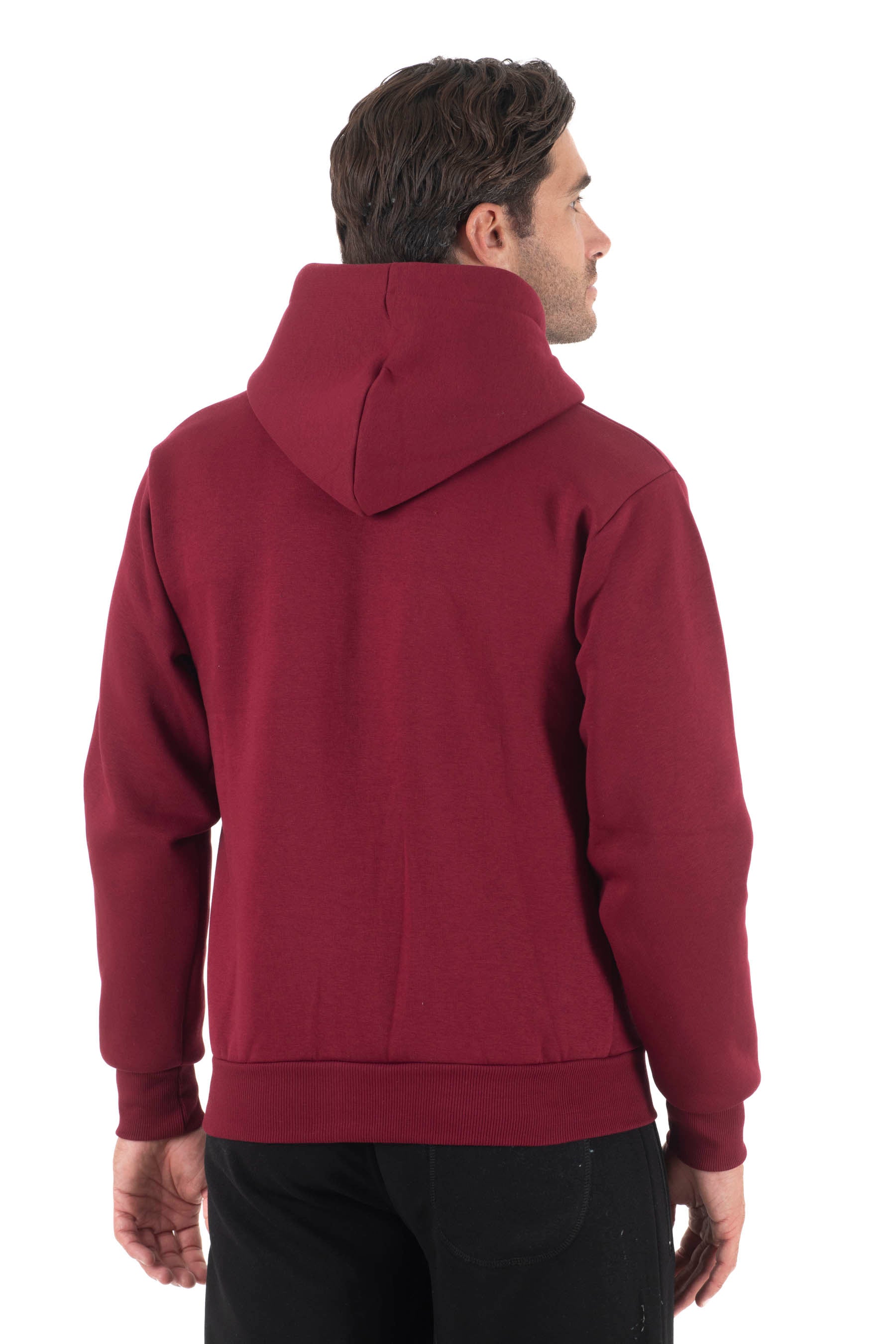 Ανδρική ζακέτα φούτερ με κουκούλα τρίκλωνη (Μπορντό)
