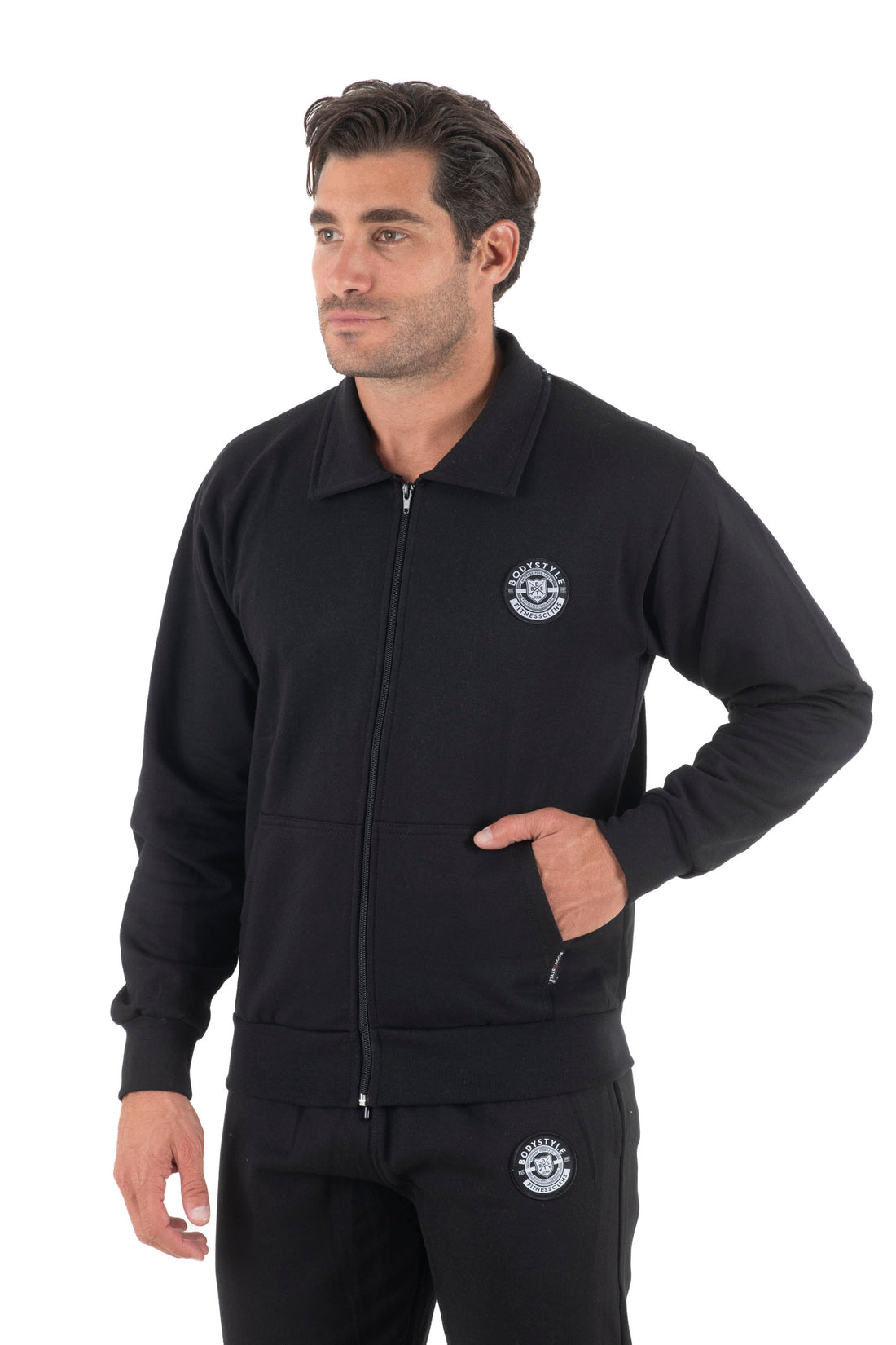 Ανδρική ζακέτα γιακά φούτερ δίκλωνη