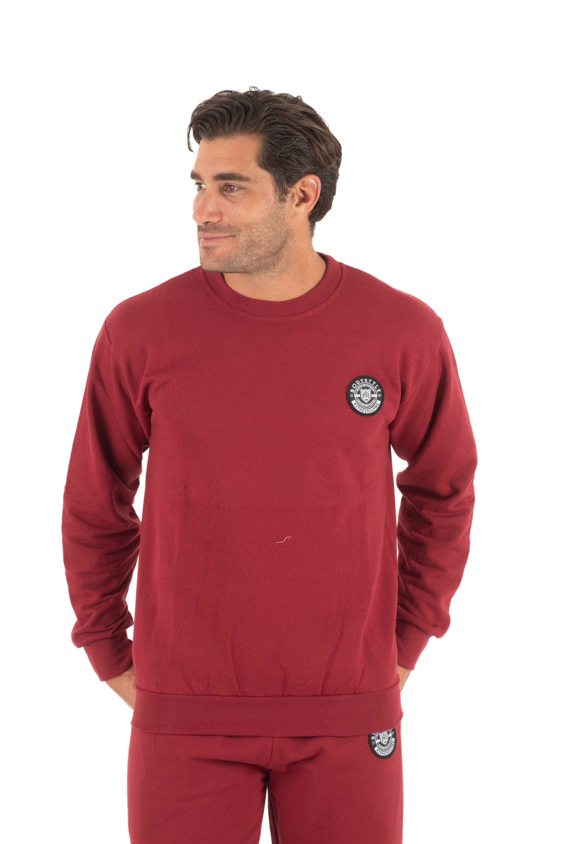 Ανδρική μπλούζα φούτερ κολλεγίου (Μπορντό)