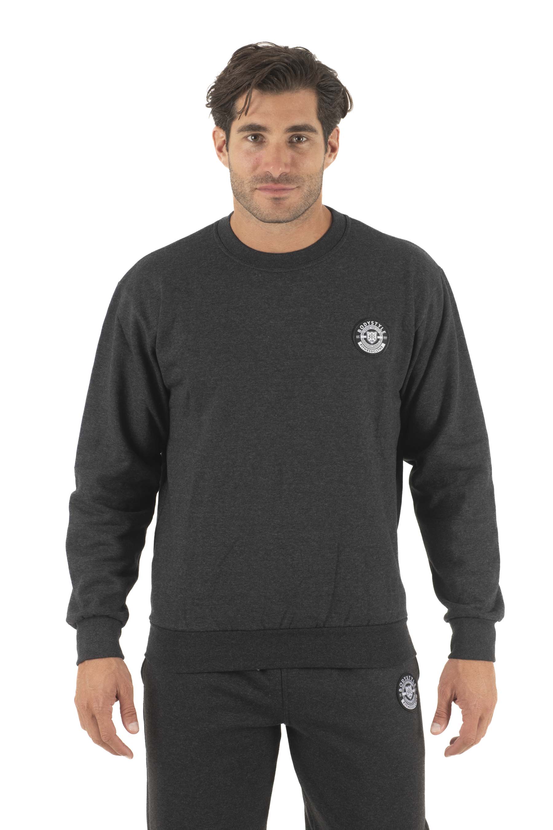 Ανδρική μπλούζα φούτερ κολλεγίου (Ανθρακί)