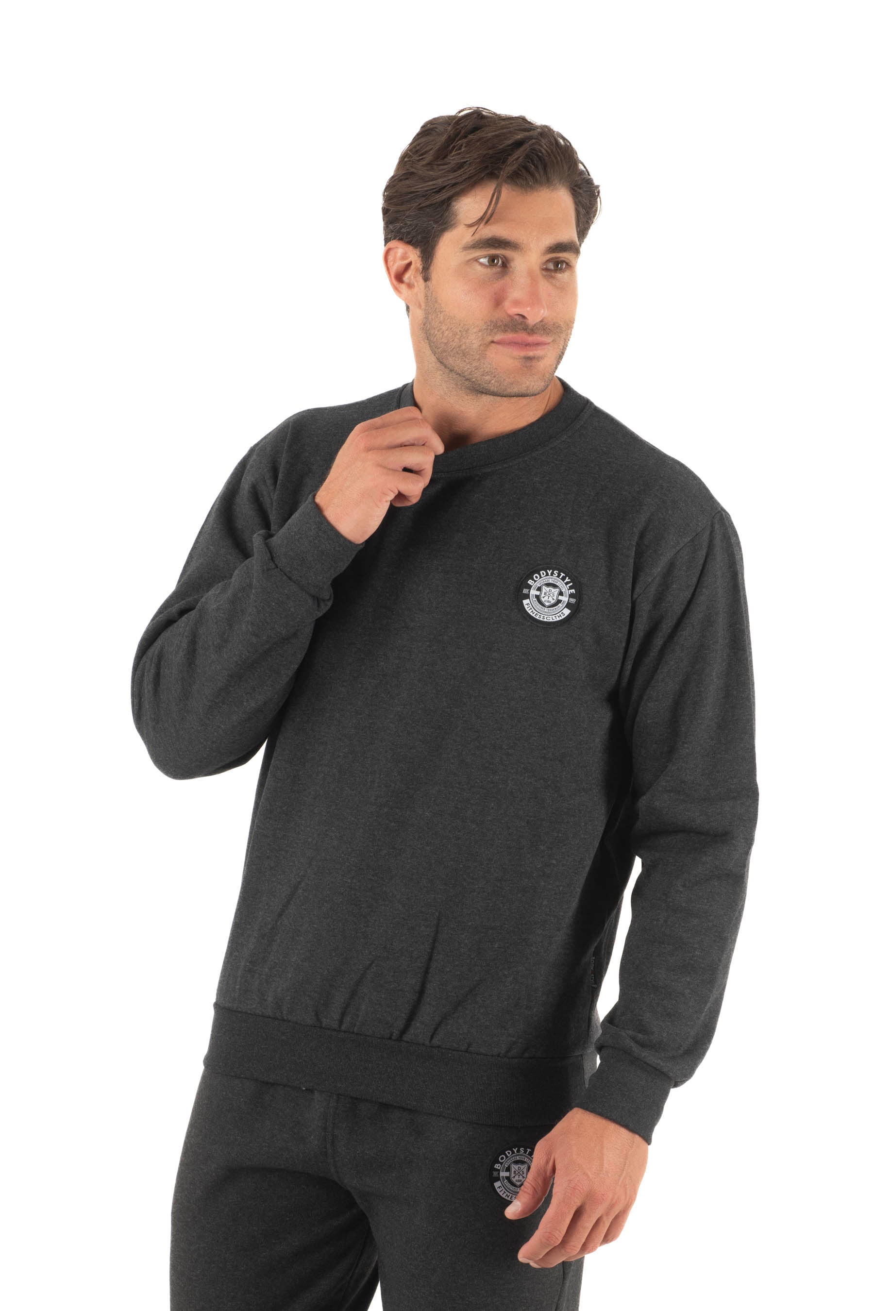 Ανδρική μπλούζα φούτερ κολλεγίου (Ανθρακί)