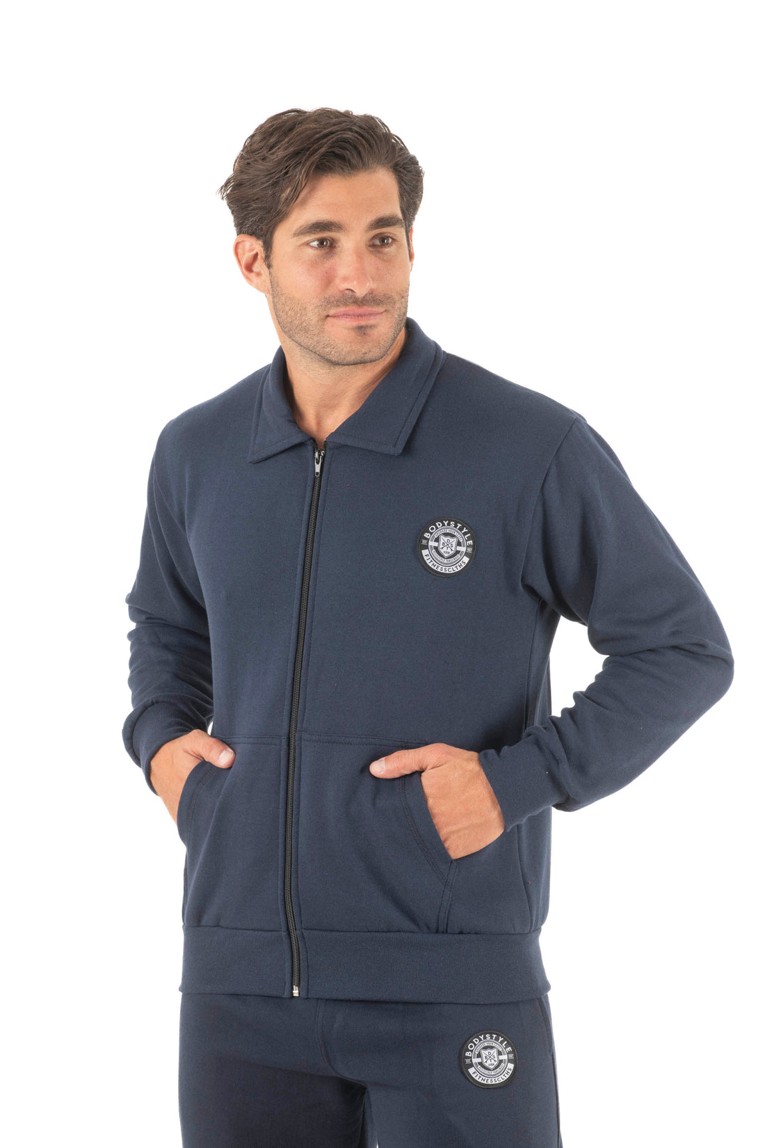 Ανδρική ζακέτα γιακά φούτερ δίκλωνη