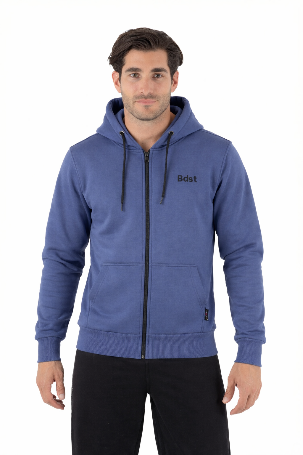 Ανδρική ζακέτα φούτερ με κουκούλα τρίκλωνη (Indigo)