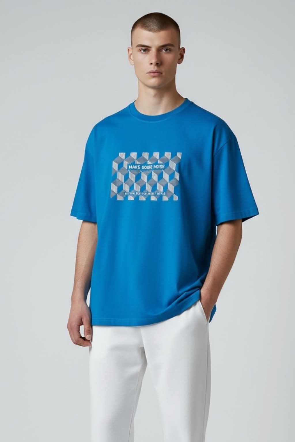 Ανδρικό T-shirt με στάμπα (Τυρκουάζ)