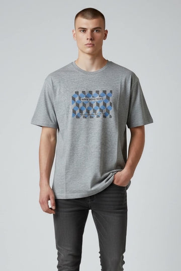 Ανδρικό T-shirt με στάμπα (Γκρι)