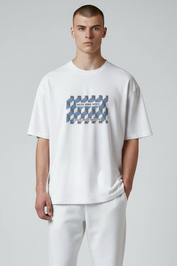 Ανδρικό T-shirt με στάμπα (Λευκό)
