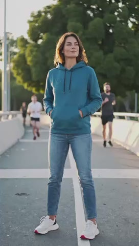 Γυναικεία μπλούζα φούτερ με κουκούλα με στάμπα 3D (Πετρόλ)